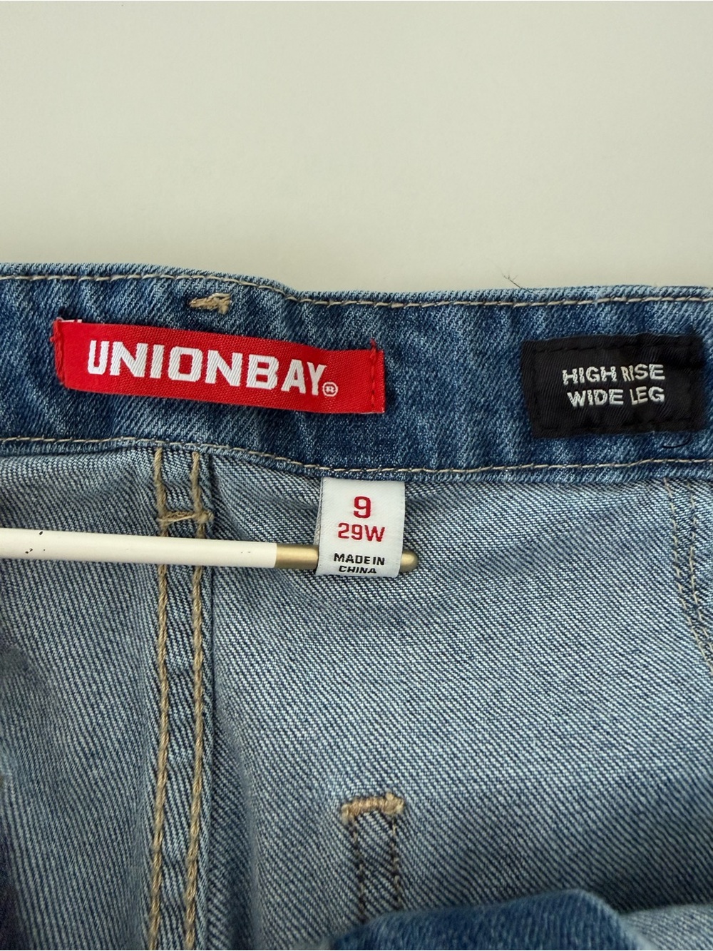 UNIONBAY Soleil Tie-Waist High Rise Wide Leg Denim Jeans Size 9/29W Medium Wash - Picture 9 of 15